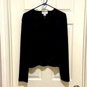Rena Rowan Beaded Silky Cotton Blend Cardigan Sweater  size Large